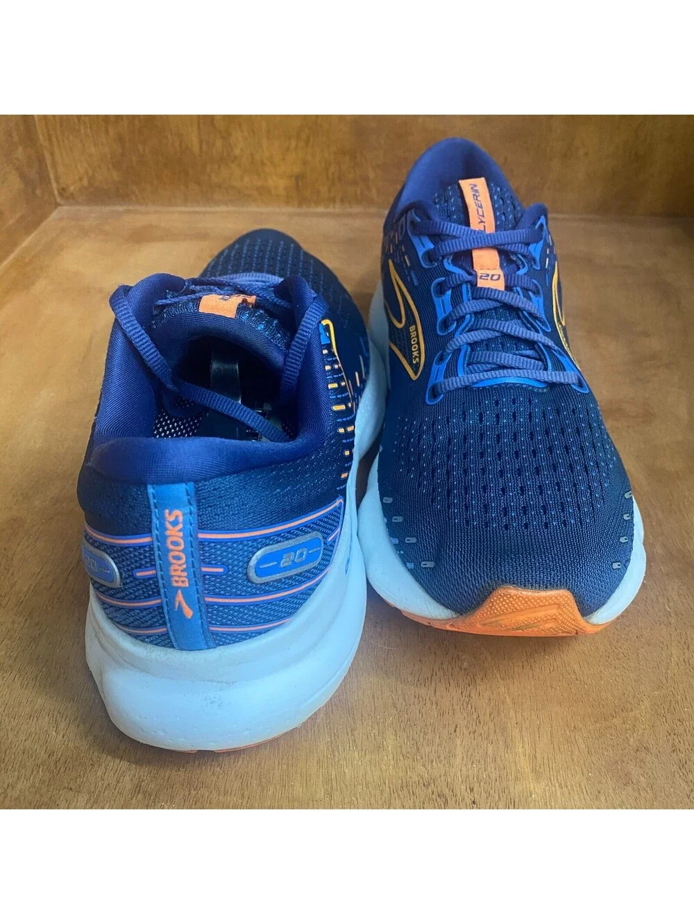 Brooks Glycerin 20 Running Shoes Mens Sz 10.5 D Blue Orange Sneakers 1103821D444